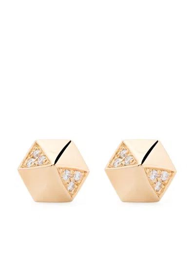 HARWELL GODFREY 18K YELLOW GOLD PYRAMID DIAMOND STUD EARRINGS