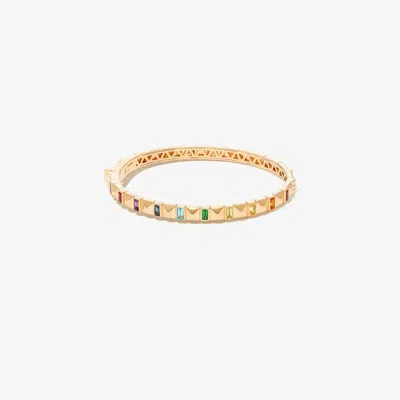 Harwell Godfrey 18k Yellow Gold Pyramid Rainbow Sapphire Bangle Bracelet