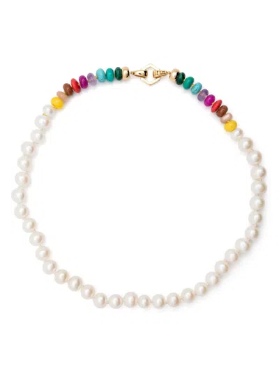 Harwell Godfrey 18k Yellow Gold Rainbow Bead Pearl Necklace