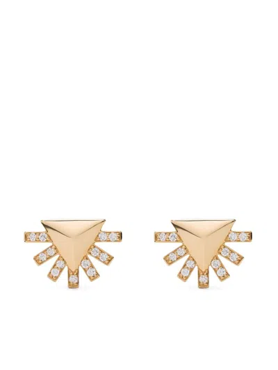 HARWELL GODFREY 18K YELLOW GOLD SUNBURST DIAMOND STUD EARRINGS