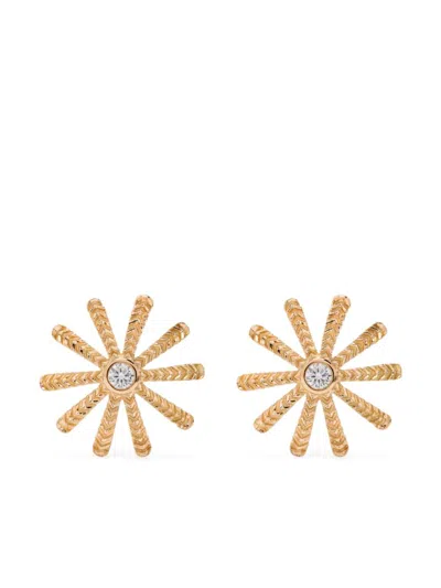 HARWELL GODFREY 18K YELLOW GOLD TINY SUNFLOWER DIAMOND STUD EARRINGS