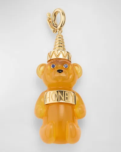 Harwell Godfrey Fire Opal & Sapphire Honey Bear Pendant In Gold
