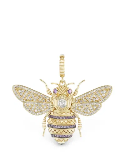 Harwell Godfrey Honey Bee Diamond And Amethyst Bee Pendant In Gold
