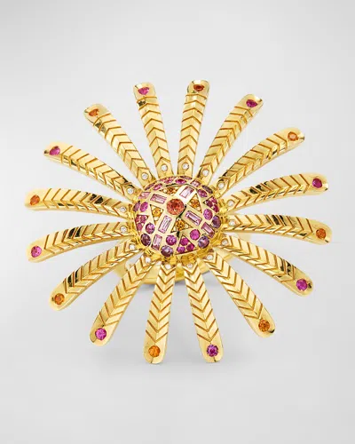 Harwell Godfrey Major Sunflower Sapphire, Amethyst, And Diamond Ring In Pink