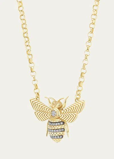 Harwell Godfrey Mini Bee Pendant Necklace With Diamonds In Gold