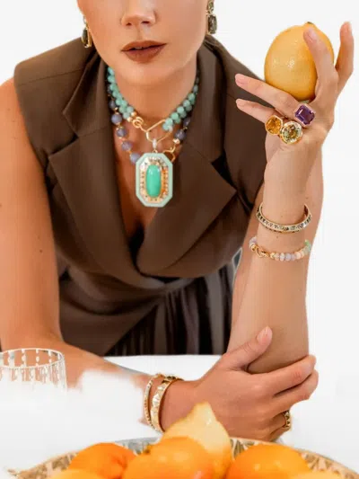 Harwell Godfrey Multi-stone Bangle Bracelet In Gold