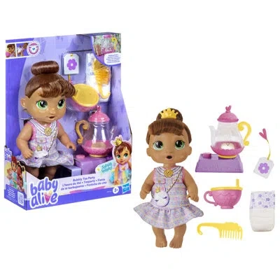Hasbro Baby Alive Bubbly Tea Party Sophia Sparkle, Brown Hair Baby Doll In Multi