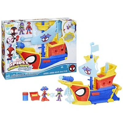Hasbro Marvel Spidey And His Amazing Friends Waterwebs Webs Ahoy Bubble Pirate Ship Toy In Multi