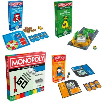Hasbro Monopoly Game With Free Parking, Buy Everything & Go To Jail Expansion Bundle