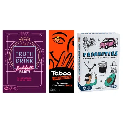 Hasbro Night Bundle: Taboo Uncensored, Priorities, And Truth Or Drink Bachelorette