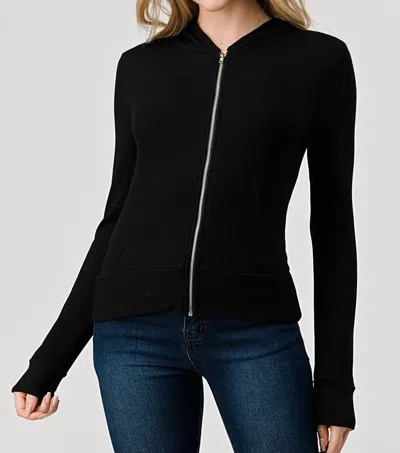 Hashtag Fleece Zip Up Jacket In Black