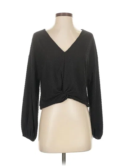 Pre-owned Hashttag Intrend Long Sleeve Blouse In Black