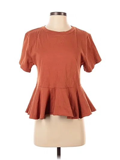 Pre-owned Hashttag Intrend Short Sleeve Top Brown Keyhole Neckline Tops
