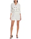 Hashttag Linen-blend Romper In White