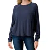 Hashttag Ribbed Tee In Navy In Blue