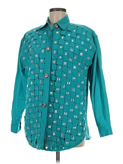 Pre-owned Hasley Collection Long Sleeve Button Down Shirt In Blue