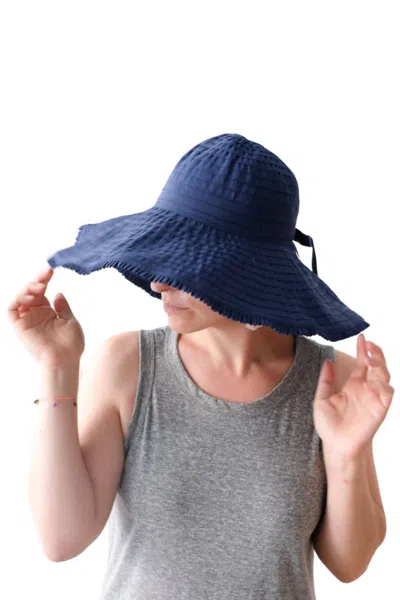 Hat Attack Canvas Packable Sun Hat In Navy In Blue