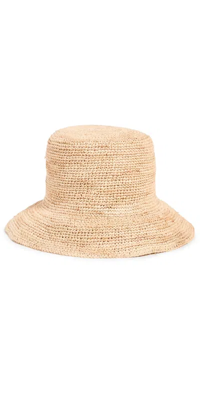 Hat Attack Chic Crochet Straw Bucket Hat Natural