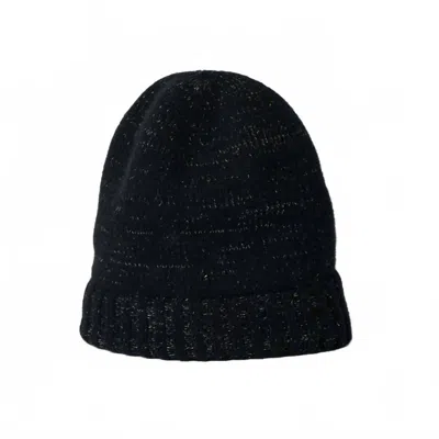 Hat Attack Classic Cashmere Slouch Hat In Black In Blue