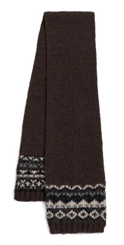 Hat Attack Fair Isle Knit Scarf Chocolate Combo
