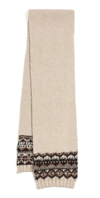 Hat Attack Fair Isle Knit Scarf Oatmeal Combo