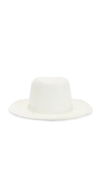 Hat Attack Fringed Pammy Panama Fedora Hat In Bleach & White