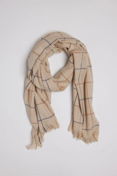 Hat Attack Hudson Windowpane Scarf In Ivory