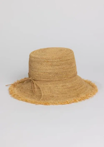 Hat Attack Packable Raffia Bucket Hat In Burgundy