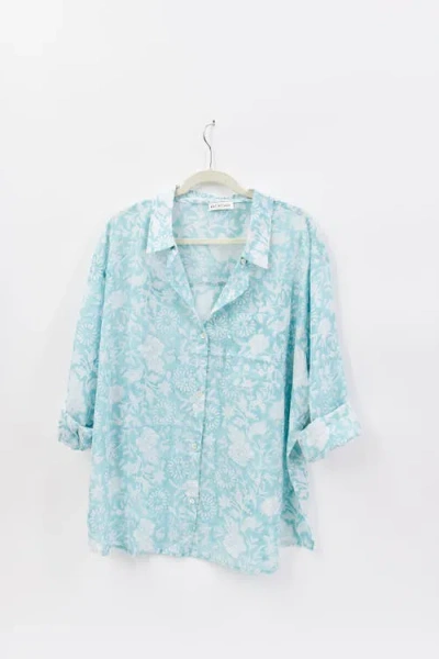 Hat Attack Printed Beach Shirt In Burgundy