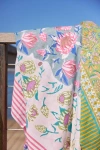 Hat Attack Printed Cotton Picnic Throw In Blue/pink Multi