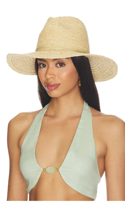 Hat Attack Raffia Braid Continental Fedora Hat In Gold Wrap