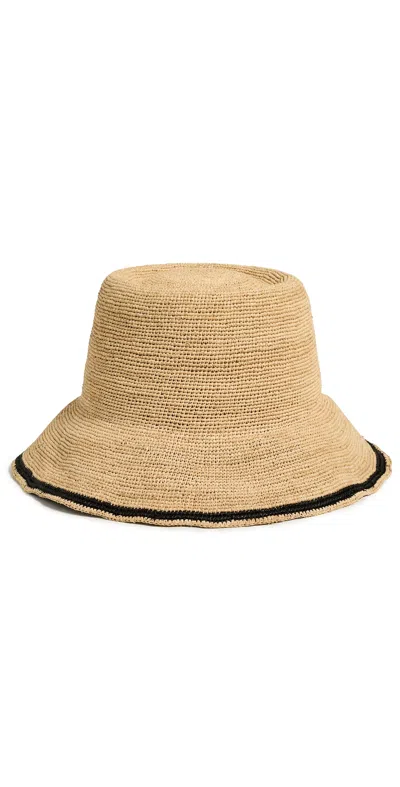 Hat Attack Stripe Edge Modern Crochet Bucket Hat Natural/black