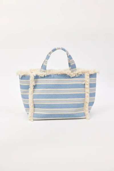 Hat Attack Striped Canvas Beachy Tote In Blue