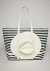 Hat Attack Sunhat Sized Traveler Tote In Navy Stripe