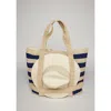 Hat Attack The Original Straw Traveler Bag In Natural/navy Stripe