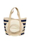 Hat Attack Women's Original Straw Traveler Bag In Natural/navy Stripe In Multi