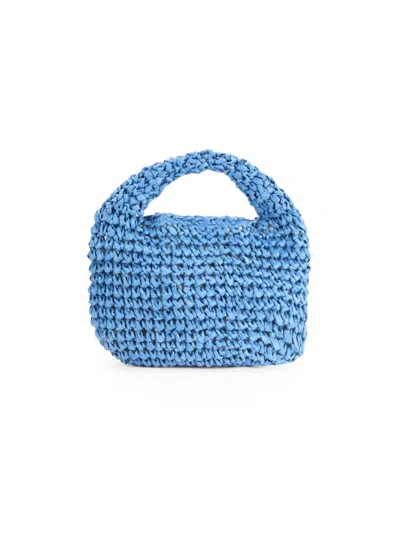 Hat Attack Women's Petite Straw Crescent Top Handle Bag In Denim