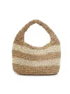 Hat Attack Women's Striped Textured Hobo Bag In Natural Tan
