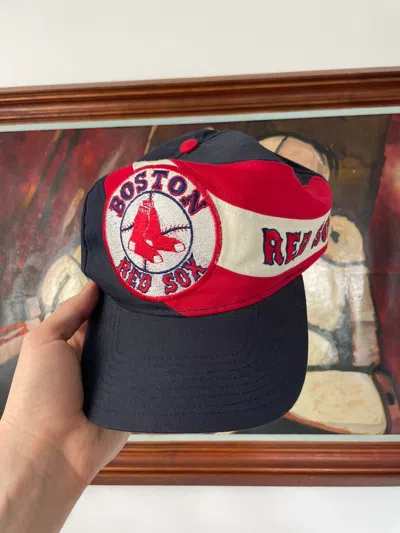Pre-owned Hat X Mlb Boston Red Sox Baseball Cap Hat Snapback Vintage 90's In Navy Red