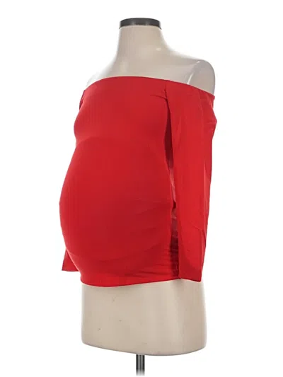 Pre-owned Hatch 3/4 Sleeve Top Red Strapless Neckline Tops