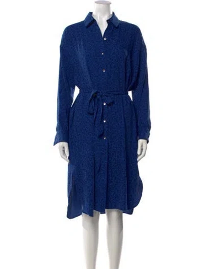 Pre-owned Hatch Animal Print Midi Length Dress In Blue
