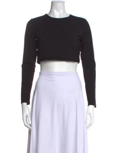 Pre-owned Hatch Bamboo Crew Neck Crop Top In Black