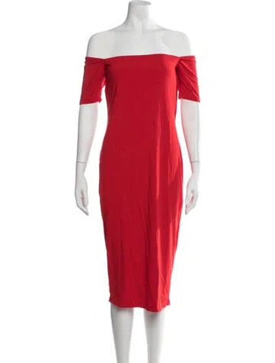 Pre-owned Hatch Bamboo Midi Length Dress In Red