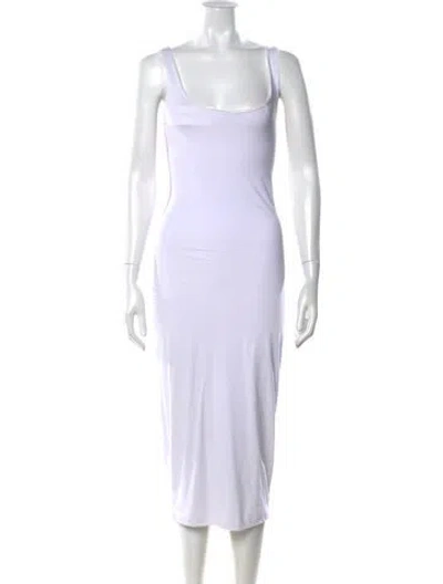 Pre-owned Hatch Bamboo Midi Length Dress In White