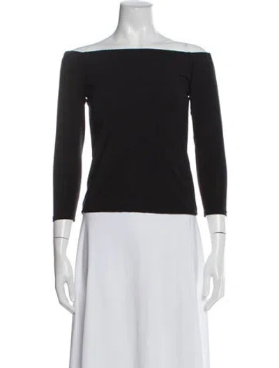 Pre-owned Hatch Bamboo Off-the-shoulder Top In Black