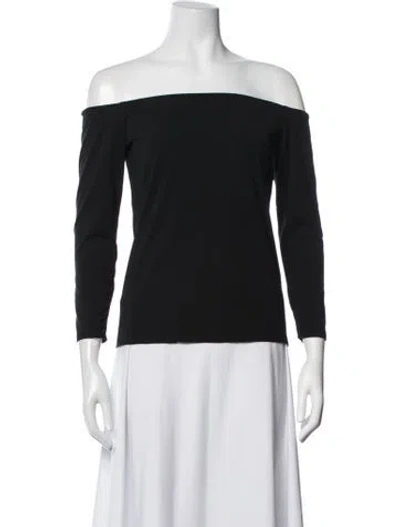 Pre-owned Hatch Bamboo Off-the-shoulder Top In Black