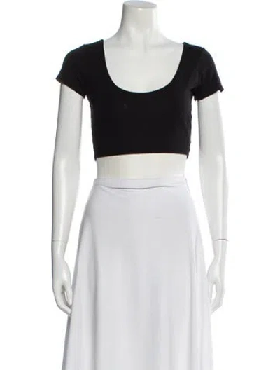 Pre-owned Hatch Bamboo Scoop Neck Crop Top In White