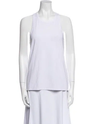 Pre-owned Hatch Bamboo Scoop Neck Top In White