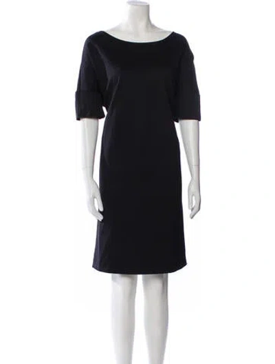 Pre-owned Hatch Bateau Neckline Knee-length Dress In Black