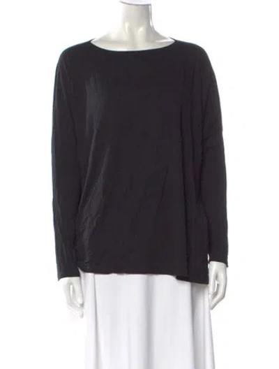 Pre-owned Hatch Bateau Neckline Long Sleeve Top In Black